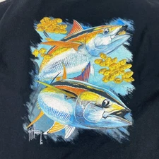 Guy Harvey Shirt Mens Large Black Tuna Fish Graphic Short Sleeve Cotton Ocean