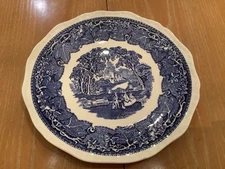 Mason's Vista Blue Dinner Plate park stroll scallop edge  EUC