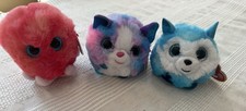 TY Beanie Balls Puffies Sheldon Octopus 4" And 2 Puffins Prince And Cleo NWT