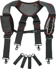 MELOTOUGH Gel Padded Tool Belt Suspenders Work one size fits ,most, Red 
