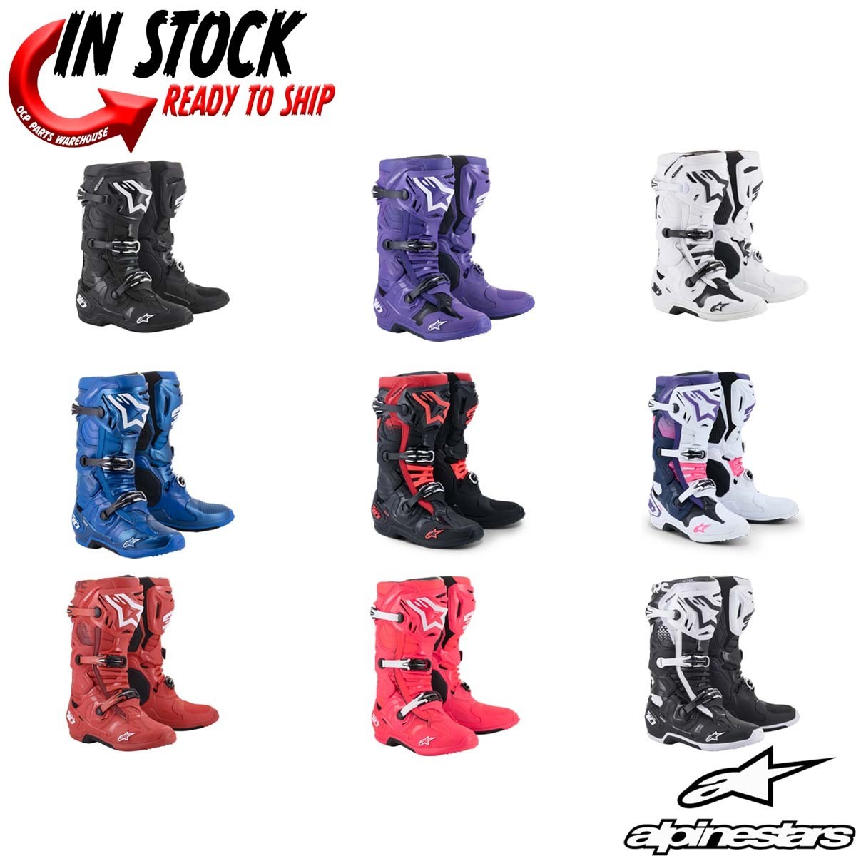 Alpinestars Tech 10 モトクロスブーツ サイズ9　中古 NEW! ALPINESTARS TECH 10 MOTOCROSS OFFROAD BOOTS - PICK SIZE