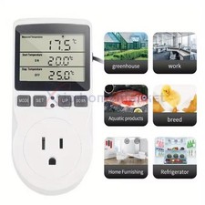Temperature Controller Heating Cooling with Probe Digital Thermostat Outlet Plug