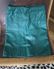 Vintage Y2K Chia Hunter Green Leather Pencil Skirt size 12