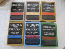 Dumas Malone JEFFERSON AND HIS TIME Complete 6 Volume Set Hardcover Dust Jackets