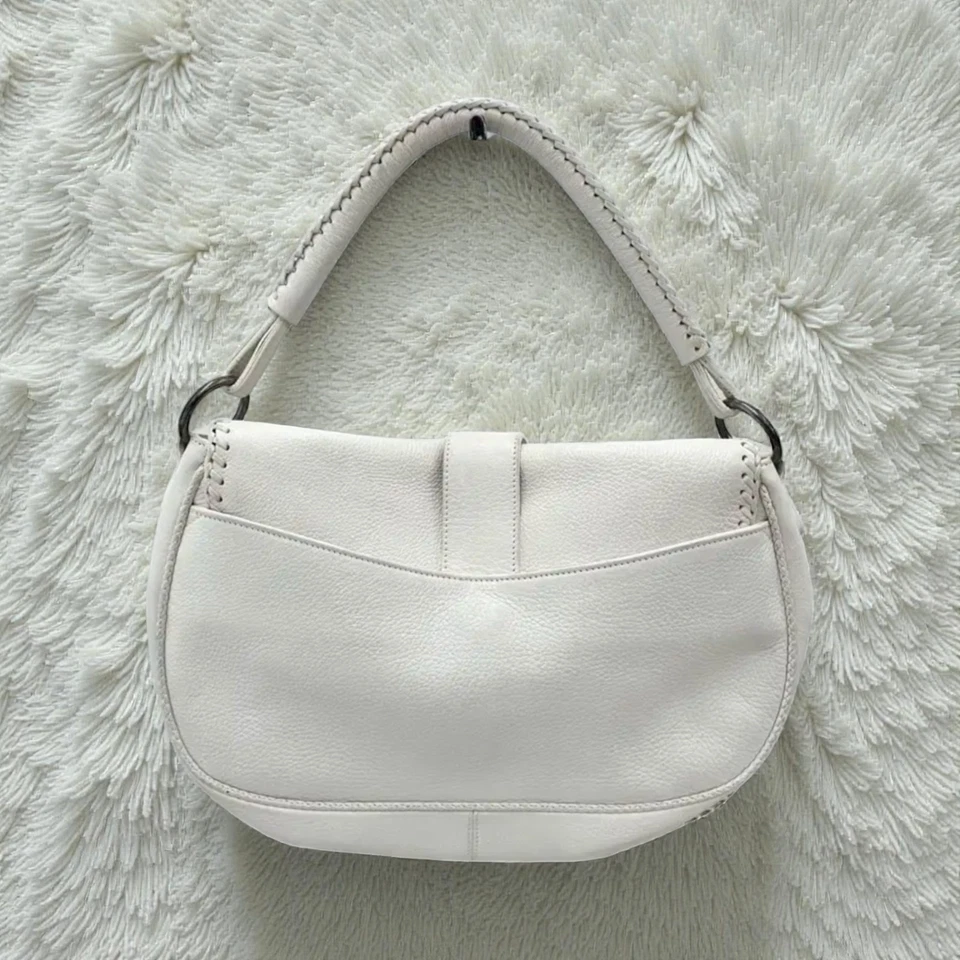 Bolso Christian Dior Gaucho Sillín Cuero Blanco Puro De Colección Y2K Raro Foto 4 de 4