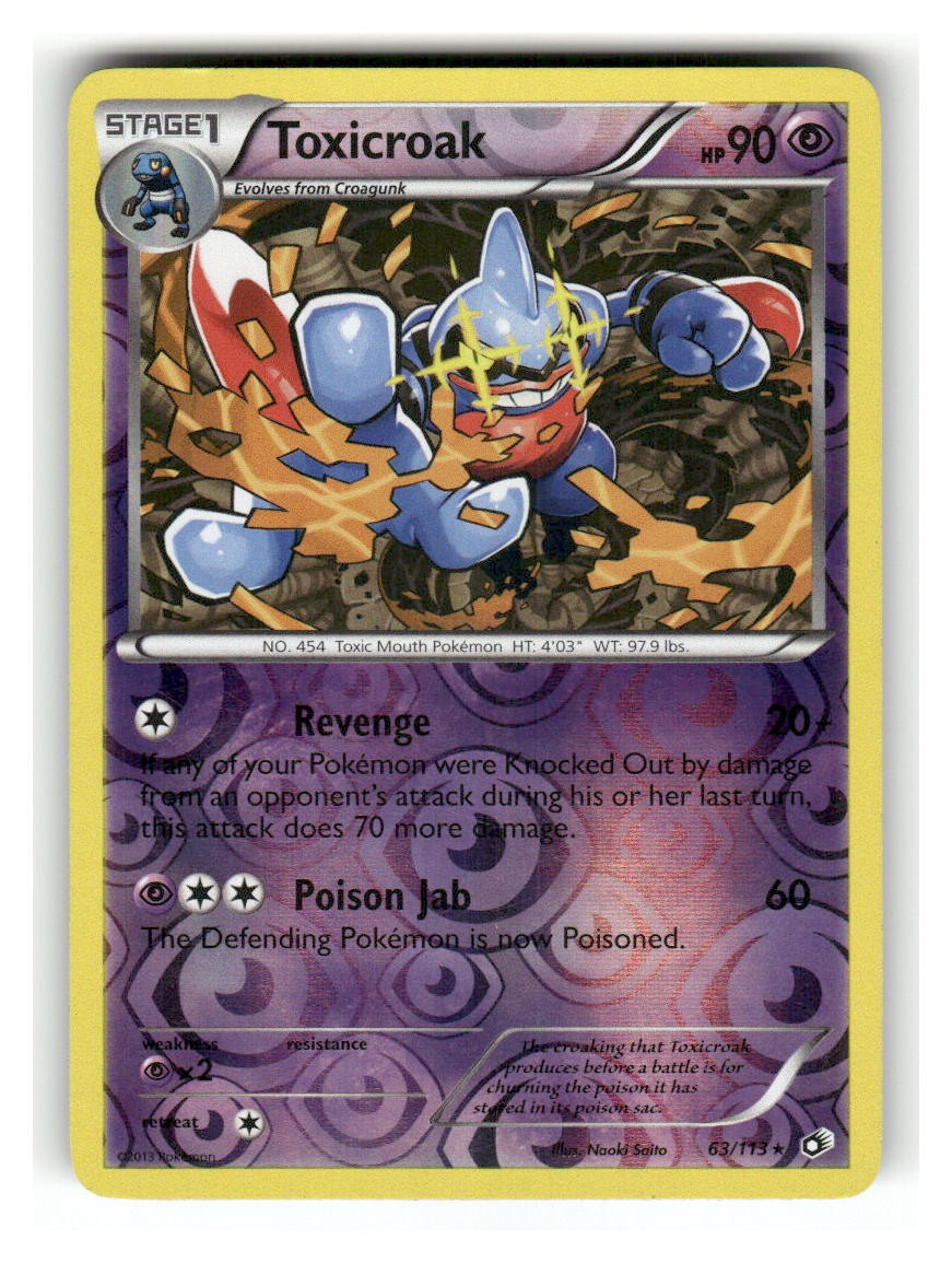 Toxicroak 63/113 Rare Legendary Treasures Pokemon Reverse Holo Lightly Played