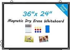 Double-Sided Magnetic Dry Erase Whiteboard 36"x24" for Wall, Large Classroom