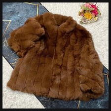 SAGA Fox Fur Coat Size L Brown Blue Fox Thick Volume Real Fur Good Condition