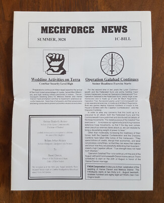 MECHFORCE NEWS SUMMER 1988 FAN CLUB NEWSLETTER HOUSE STEINER DAVION BATTLETECH