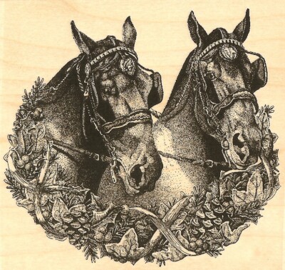 HORSE Draft Horse Scene Wood Mounted Rubber Stamp IMPRESSION OBSESSION H7040 New