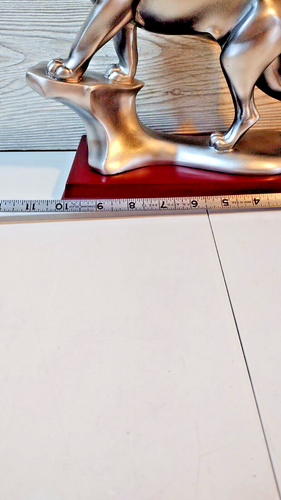 Herco professionelles Geschenk Löwe Statue 10" Skulptur gebürstetes Silber Harz Holzsockel - Bild 7 von 8