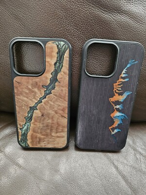 2 Carved Wood and Resin Cases for iPhone 14 Pro Max Black Brown One of a Kind | eBay 2 Carved Wood and Resin Cases for iPhone 14 Pro Max Black Brown One of a Kind | eBay