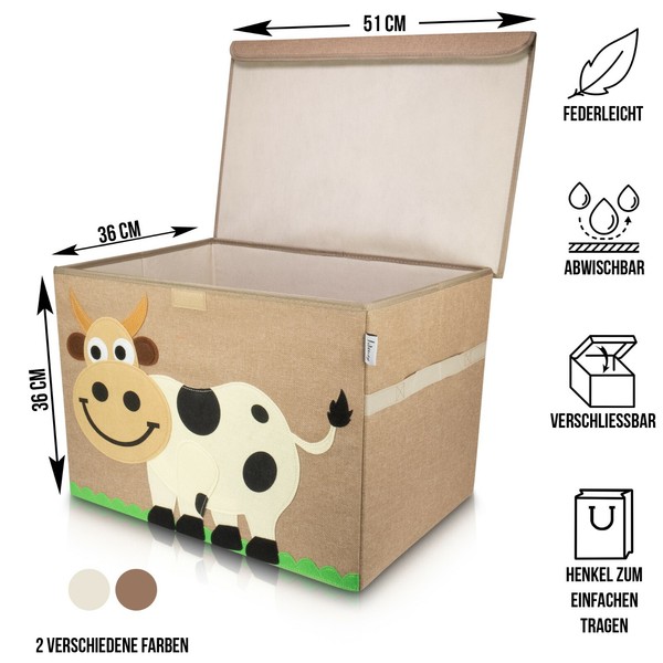 Lifeney Aufbewahrungsbox Kuh 51X36X36Cm Spielzeugkiste + Deckel Kinderzimmer-image