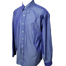 Tommy Hilfiger Men's Size 16-35 Solid Blue 100's 2-Ply Cotton Dress Shirt