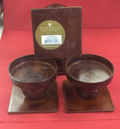 Set Of 4 Pomeroy Montana Rustic Votive Pillar Tealight Candle Holders 2.5 x 2.5