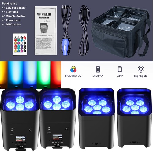 Projecteur LED DMX Sans Fil Pour Fête - 6x18W RGBWA+UV Batterie Intégrée Modèle LBW-618-W
