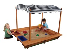 Outdoor Wooden Sandbox with Canopy - Navy & White by KidKraft