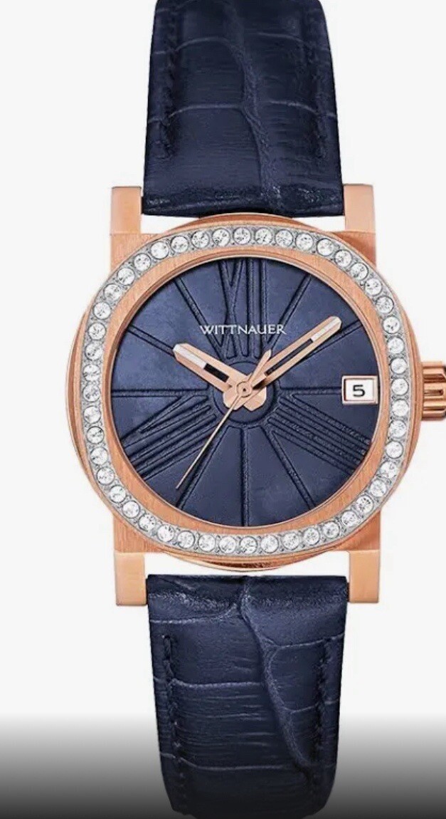 Wittnauer Women\'s Leather Watch with dimaond bezel Radiant vintage Wittnauer gold-tone watch showcasing a slim  main image 4