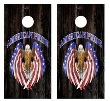 American Pride Eagle Barnwood Cornhole Wood Board Skin Wrap