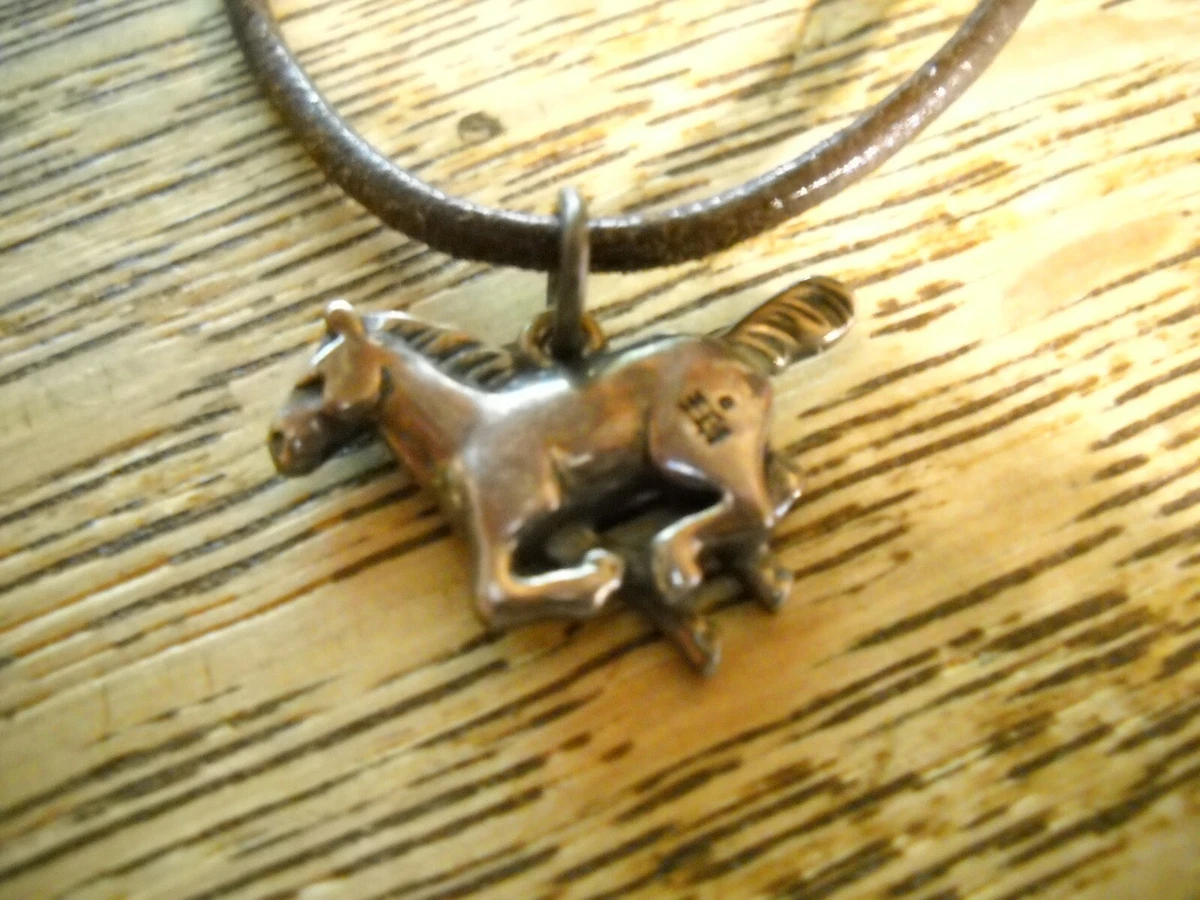 James Avery Sterling Silver Running Horse Charm on Leather Cord 17
