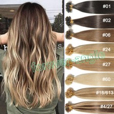 Pre Bonded Keratin Glue Nail U Tip 100 Real Remy Human Hair Extensions Thick 1g