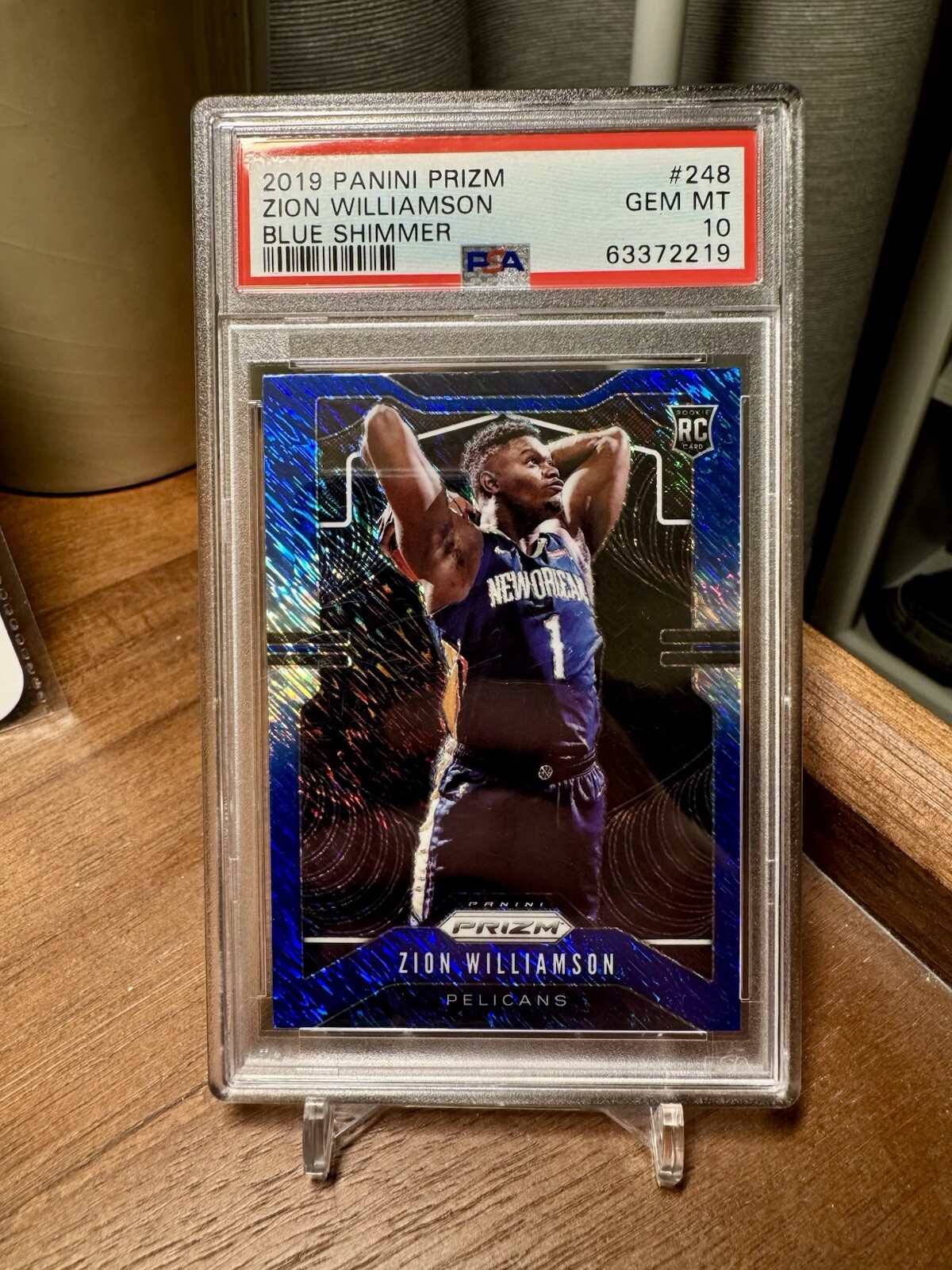 PSA 10 2019 Panini Prizm Zion Williamson BLUE SHIMMER SSP #248 RC Rookie