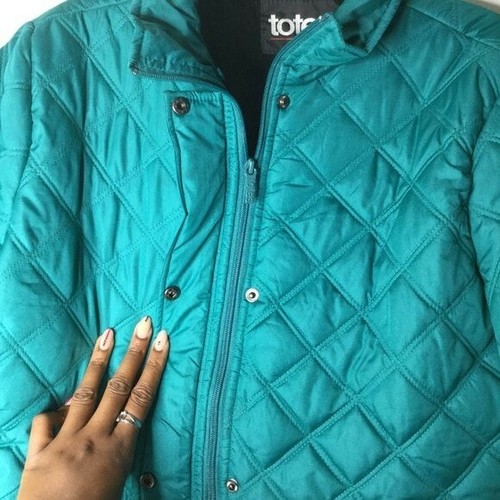 Totes Quilted Jacket Faux Fur Lined Jacket Teal Size Medium - Picture 5 of 8