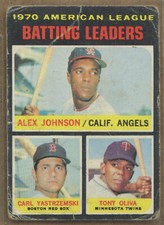 1971 Topps #61 AL Batting Leaders Alex Johnson , Carl Yatzemski & Tony Oliva HOF