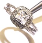 18k white gold .23ct 5x5mm princess halo diamond semi mount engagement ring 7 — photo 8