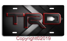 Toyota Trd Unique Carbon Vanity Flat License Plate Car Truck Tag Dark And Red