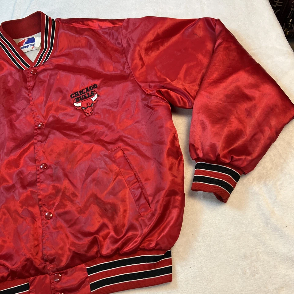 Chaqueta de satén Swingster Chicago Bulls vintage hecha en EE. UU. para hombre XL NBA estilo principiante Foto 3 de 4