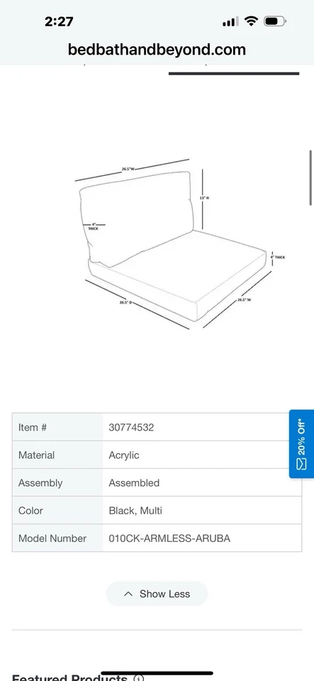 Solid Color Chair Cushion Cover Set For 4-inch Cushions (Covers Only) - Image 2 of 3