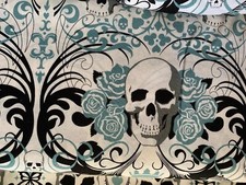 AH Regent Skulls Fabric OOP BTHY Alexander Henry OOP RARE HTF By The 1/2 Yard