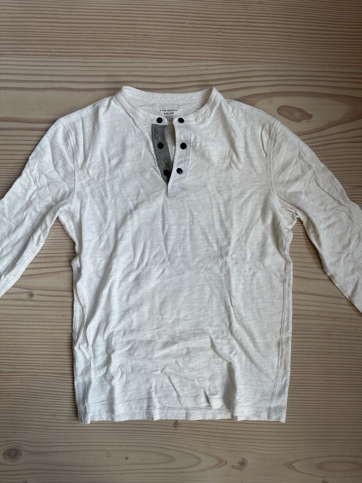 Club Monaco Men's White Henley Long Sleeve Size XS