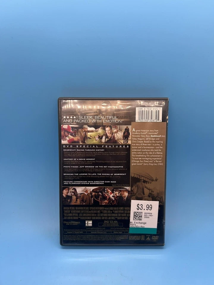 Seabiscuit DVD Movie Tobey Maguire Jeff Bridges Chris Cooper Horse Racing Drama - Image 3 of 3
