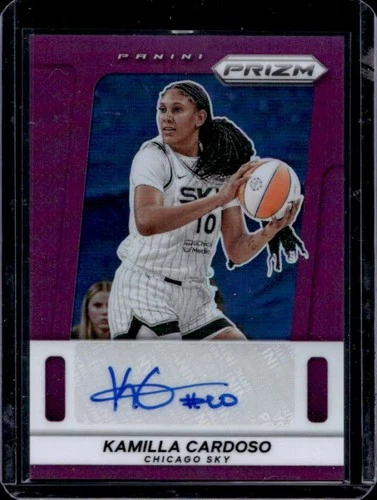 2025 Panini WNBA Prizm Kamilla Cardoso Throwback Signatures Purple Auto #/49 Sky
