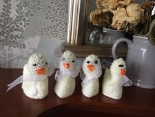 Four Easter Yellow Chick Covers For Crème Eggs ,dolls Or Novelty.brand New.