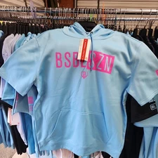 Baseball Lifestyle 101 Hoodie Top Adult Large Light Blue Pink Short Sleeve NWT L