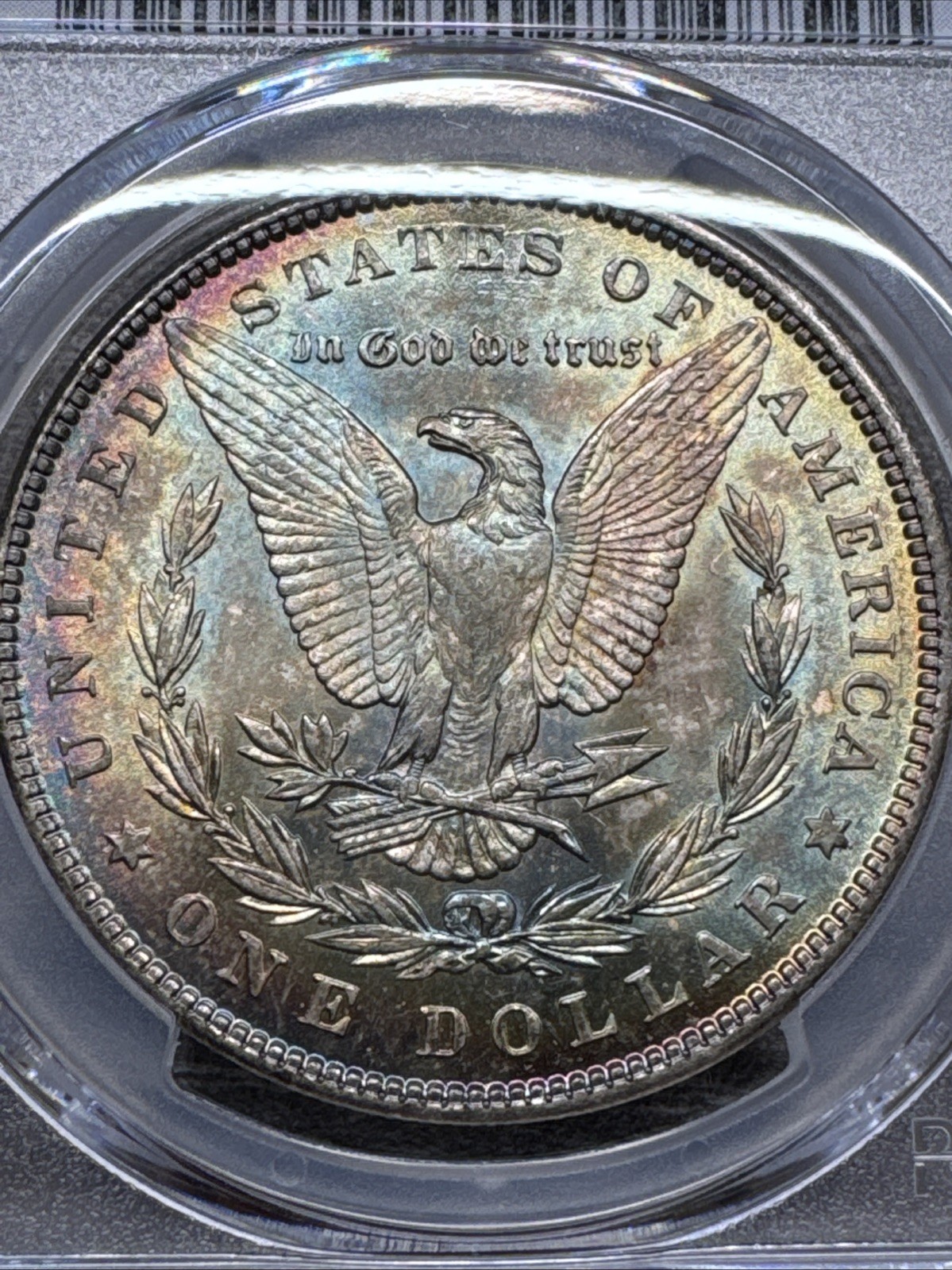 1887 PCGS MS65 -Bright Rainbow Reverse Toner VAM 35 Morgan Silver Dollar