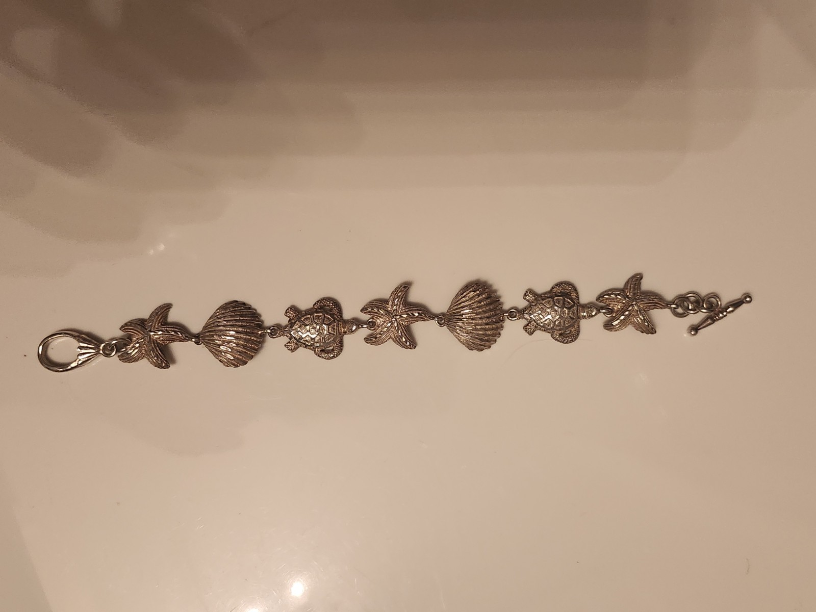 Sterling Shells,turtles starfish toggle Bracelet - image 1