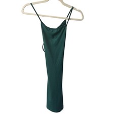 Lunik Ribbed Midi Dress Size M Dark Green Bodycon Cutout Criss-Cross Back NWT