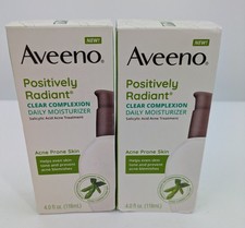 Aveeno Positively Radiant Clear Complexion Moisturizer 4 oz Lot of 2 NEW 