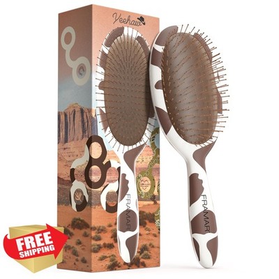 FRAMAR Cow Print Detangler Hair Brush Yeehaw
