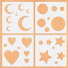 4Pcs Moon and Star Stencil, Reusable Plastic Moon Twinkle Template Sparkle Star