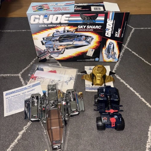 Vintage Hasbro Gi Joe 1984 Silver Chrome Sky Patrol Sharc Vehicle Aircraft
