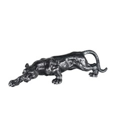 Gusseisen Figur Panther Deco Skulptur Leopard Silberoptik L: 42 cm -11902-
