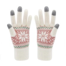 Winter Touch Screen Gloves for Men Women, Warm Snow Flower Print