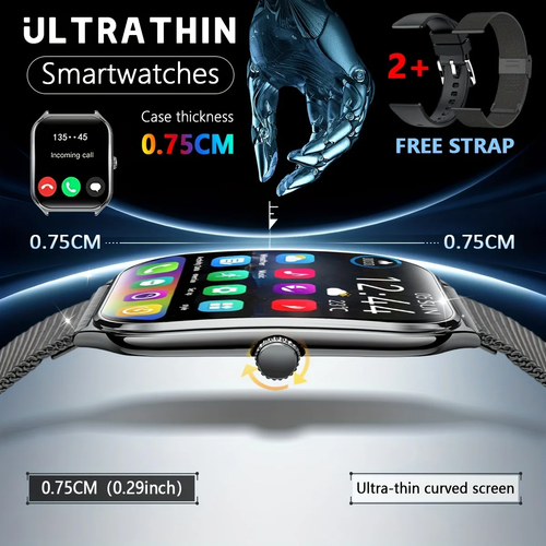 2025 Slim Men'S and Women'S Smartwatch 1.96-Inch AMOLED HD Screen Motion Track B - Picture 2 of 18