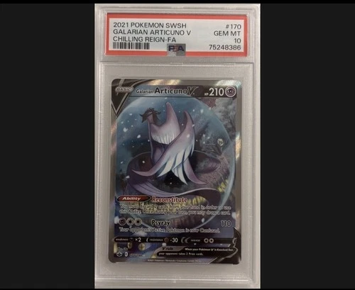 Pokemon PSA 10 Galarian Articuno V 170/198 Chilling Reign With TCSI Stand
