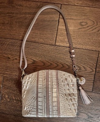 Authentic Brahmin Alena Crossbody Marshmallow Melbourne Embossed Leather Bag